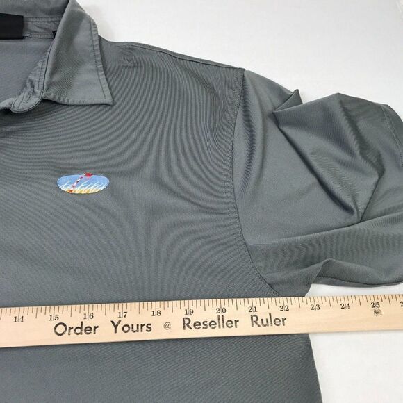 Dunning Golf Mens Polo Shirt Gray Button Up Logo Stretch Short Sleeve Size XL * - Picture 6 of 12